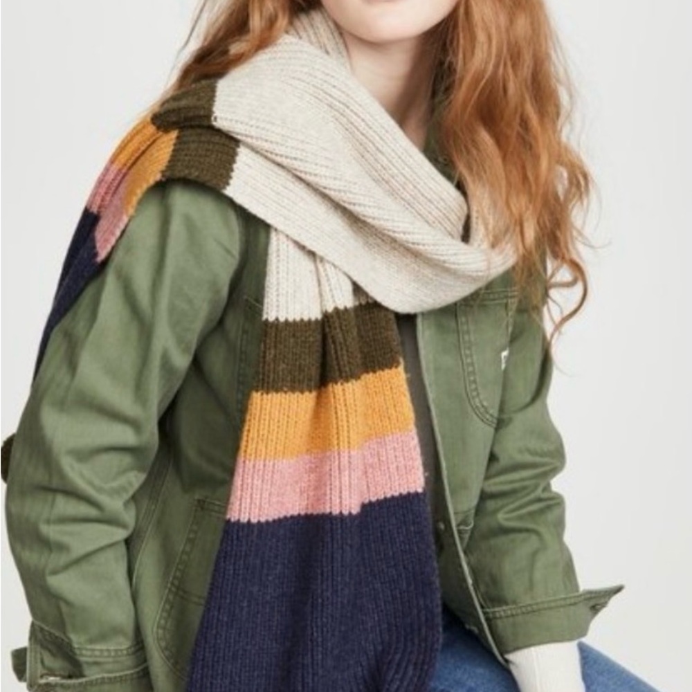Madewell Colorblock Knit Scarf in Cream, Navy, Pink, Mustard, and Olive